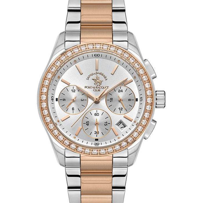 Santa Barbara Polo & Racquet Club Chronograph Two-Tone Watch – Rose Gold & Silver