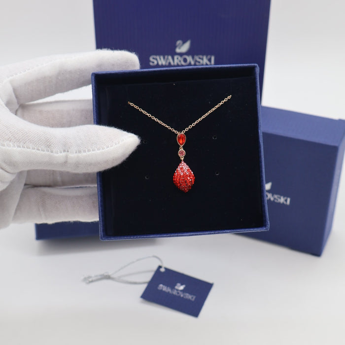 Swarovski Red Drop Pendant Necklace – Rose Gold-Tone with Pave Crystals - 5524053