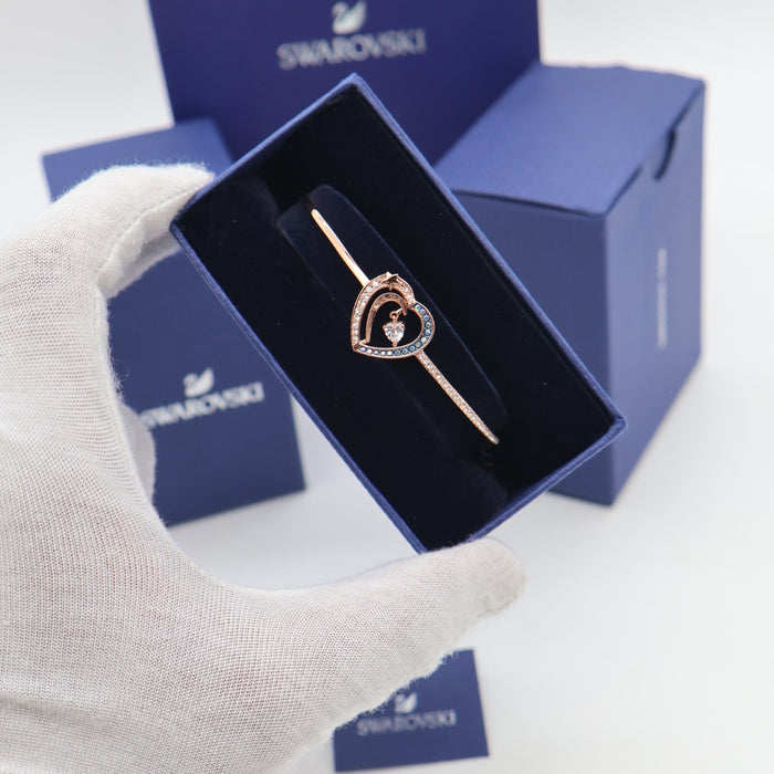 Swarovski Rose Gold Heart Bracelet with Blue & Clear Crystals - 5484018