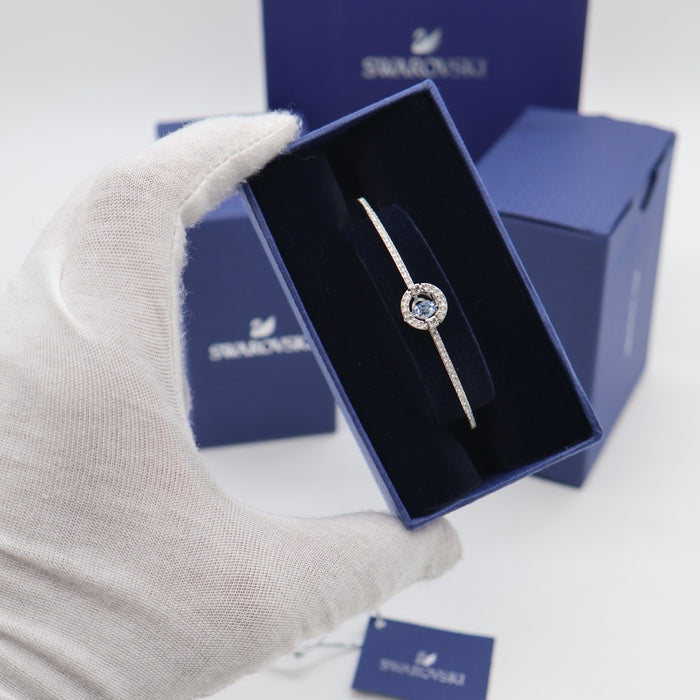 Swarovski Rhodium-Plated Bracelet with Blue Halo Crystal Pendant - 5515385