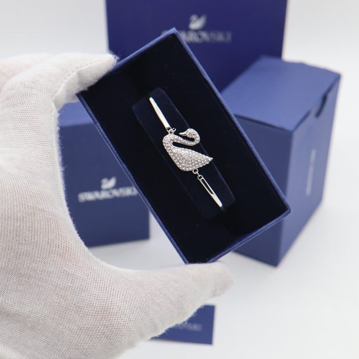Swarovski Rhodium-Plated Bracelet with Blue Halo Crystal Pendant - 5011990