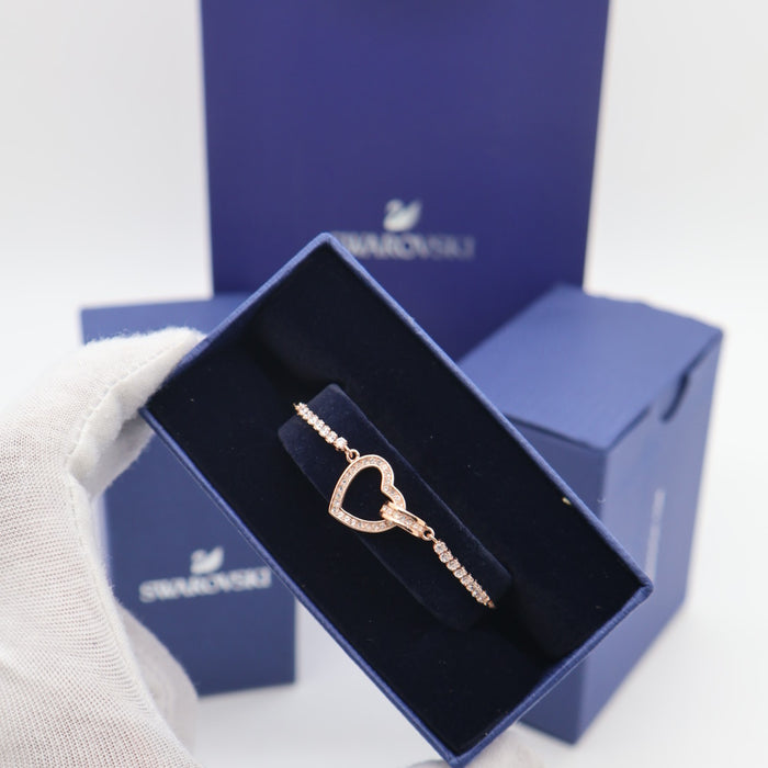 Swarovski Rose Gold Heart Bracelet with Crystal Pavé Accents - 5368541