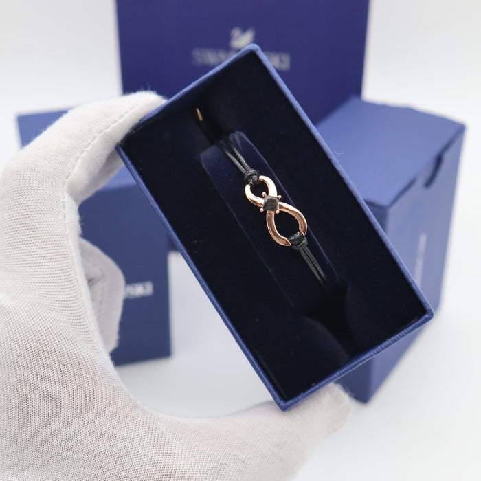 Swarovski Infinity Knot Cord Bracelet – Rose Gold-Tone with Black Cord - 5533721
