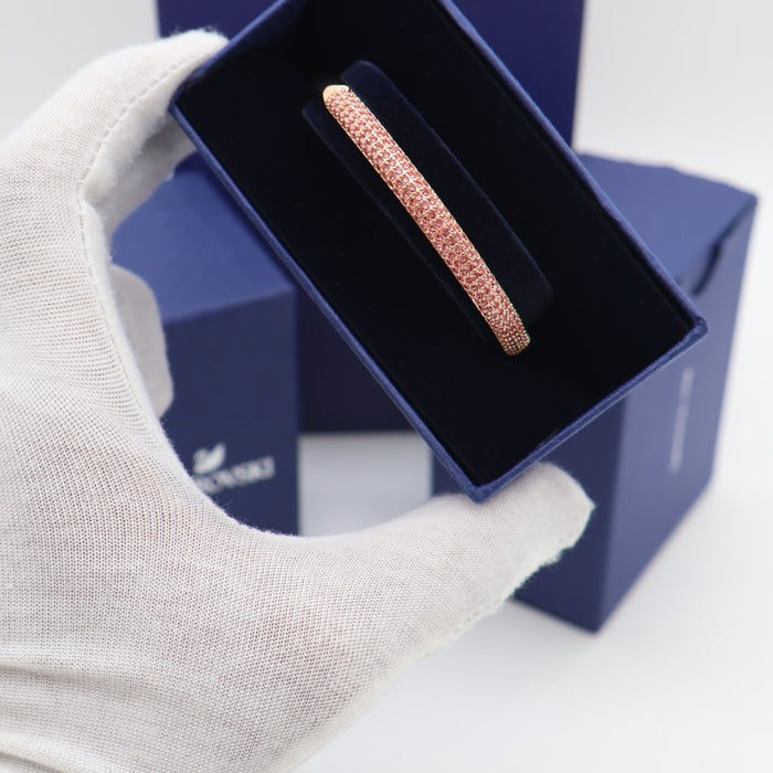 Swarovski Rose Gold Pavé Bangle Bracelet – Pink Crystal Elegance - SH1Z090