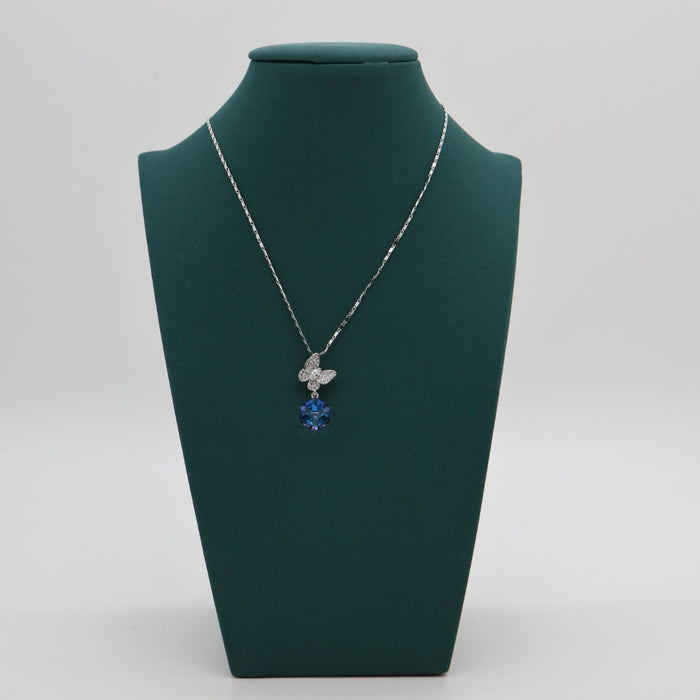 Elegant Blue Crystal Necklace By Swarovski Crystal