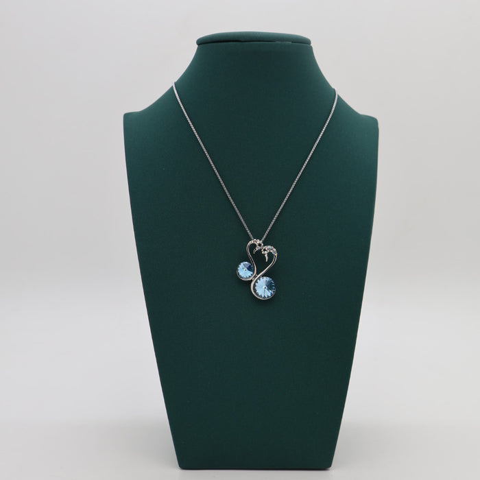 Double Blue Crystal Necklace By Swarovski Crystal