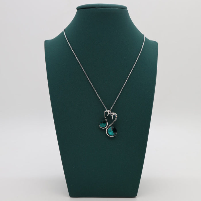 Double Green Crystal Necklace By Swarovski Crystal