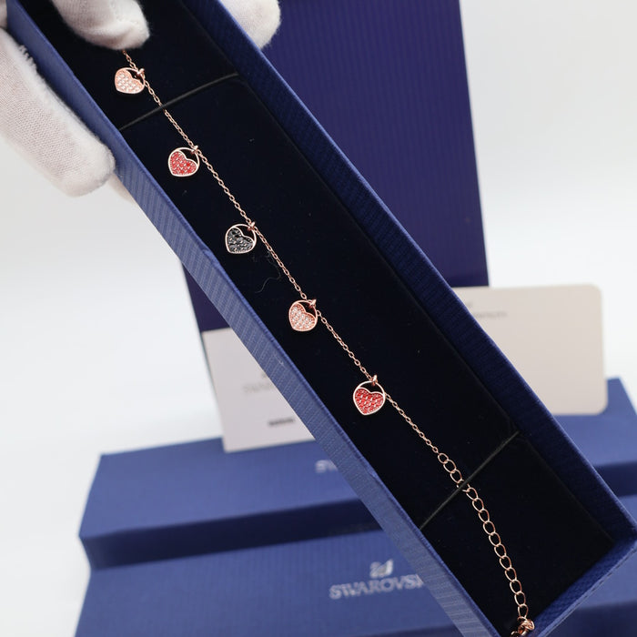 Swarovski Rose Gold Heart Charm Bracelet with Crystals - 5472444