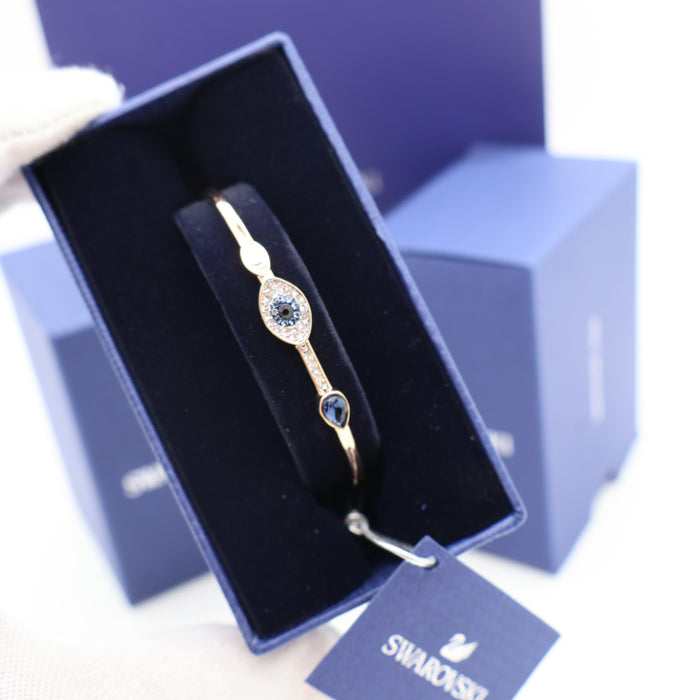Swarovski Evil Eye Blue Crystal Bangle Bracelet – Gold Tone - 5171991
