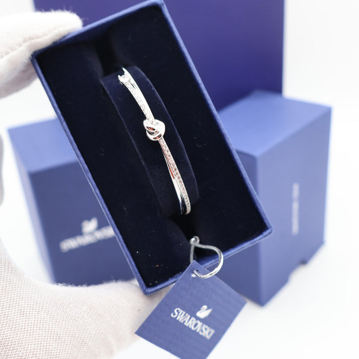 Swarovski Knot Design Silver-Tone Bangle Bracelet - 5517944