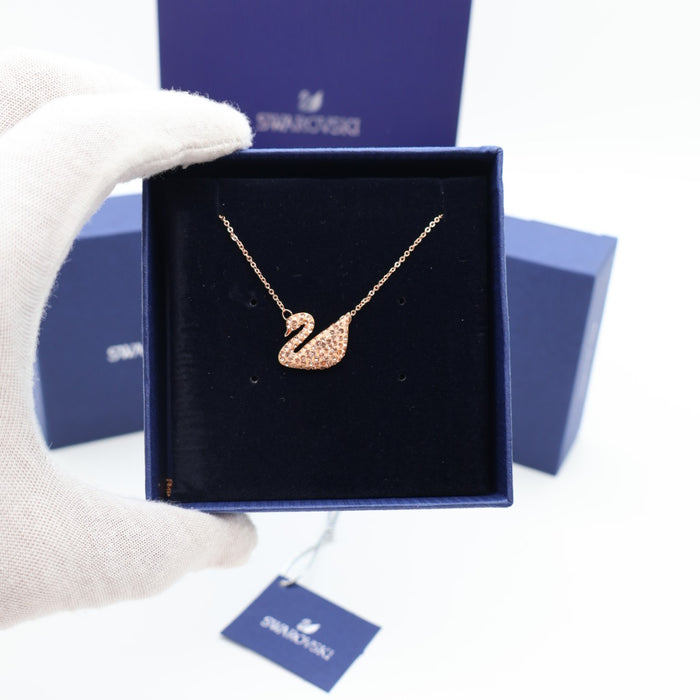 Swarovski Iconic Swan Necklace – Rose Gold Plated with Pink Crystals - 5368988