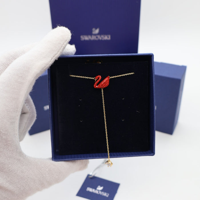 Swarovski Red Swan Y-Necklace – Gold-Tone Plated with Crystals - 5465400