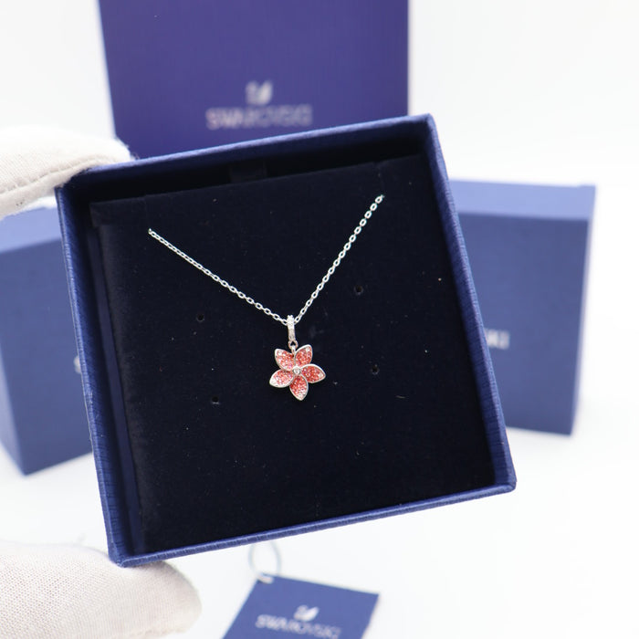 Swarovski Pink Flower Pendant Necklace – Rhodium Plated - 5524356