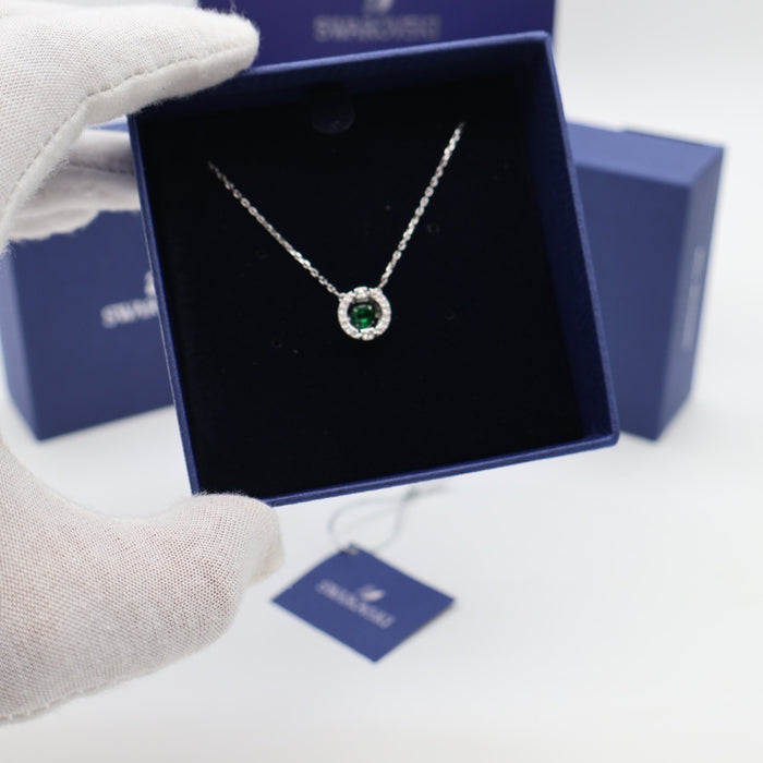 Swarovski Green Crystal Halo Pendant Necklace - 5496308