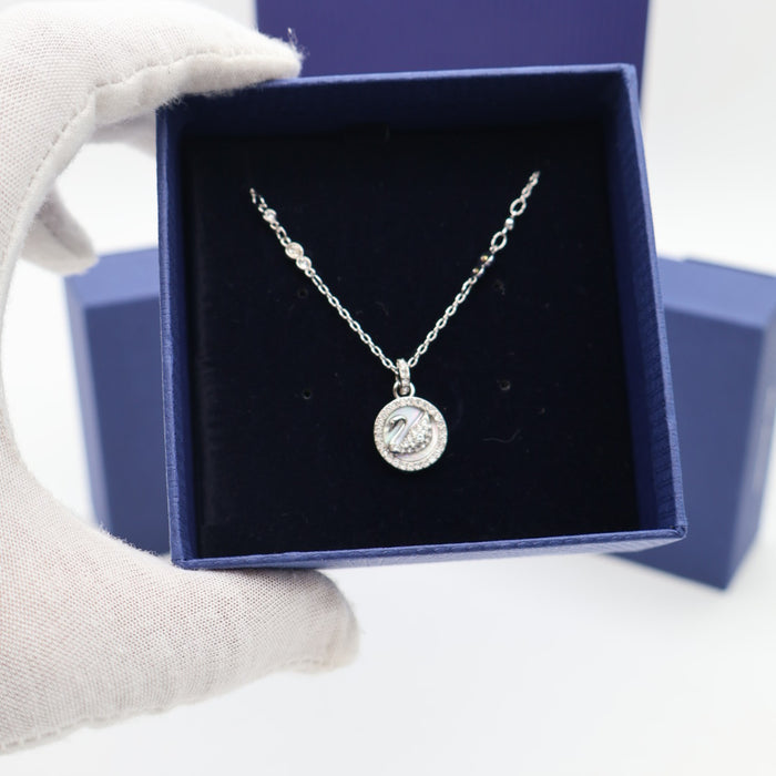 Swarovski Swan Circle Pendant Necklace with Crystal Accents - 5246645
