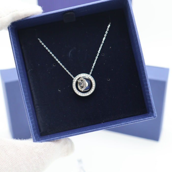 Swarovski Interlocking Double Circle Pendant Necklace in Rhodium Plating - 5349348