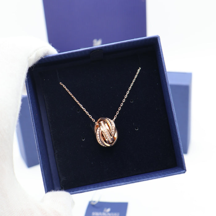 Swarovski Rose Gold Interwoven Knot Pendant Necklace