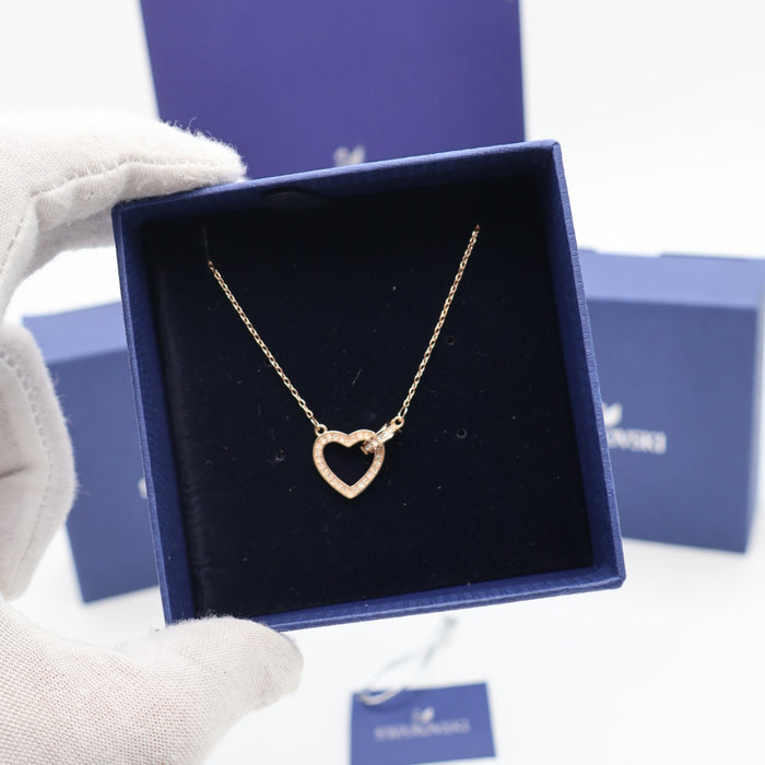 Swarovski Rose Gold Plated Crystal Heart Pendant Necklace - 5368240