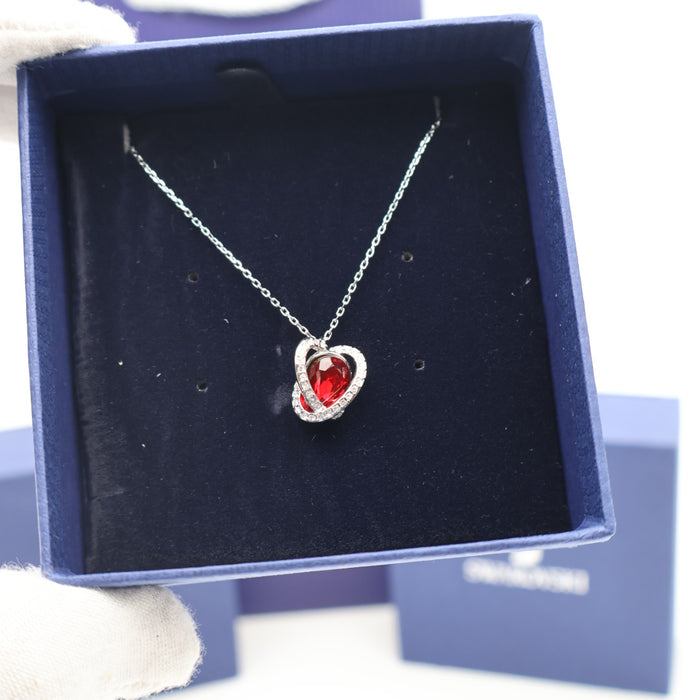 Swarovski Eternal Love Heart Pendant Necklace – Red Crystal & Rhodium Plated - 5455036