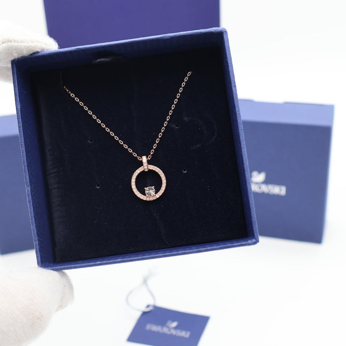 Swarovski Rose Gold Sparkling Circle Pendant Necklace – Crystal Accent - 5202446