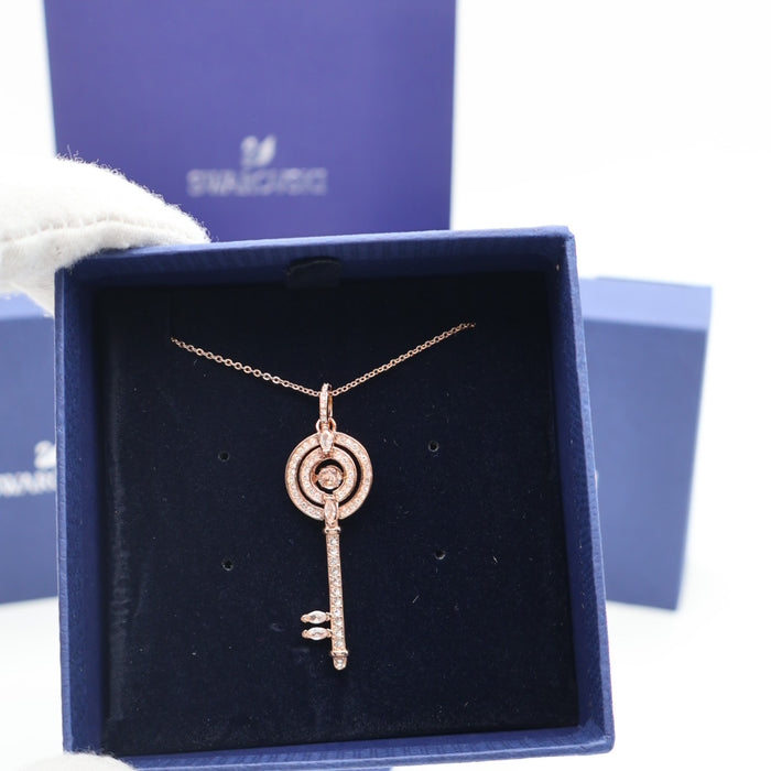 Swarovski Symbolic Key Pendant Necklace – Rose Gold & Crystal - 5469120