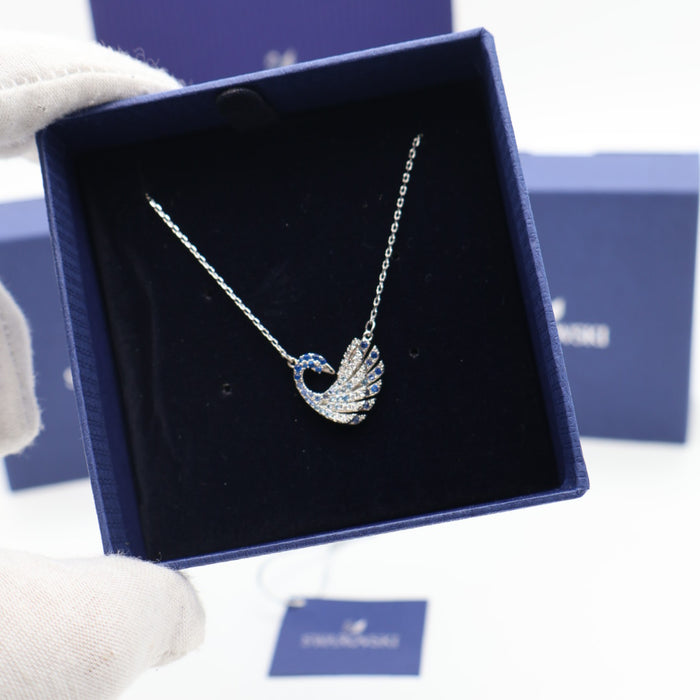 Swarovski Iconic Swan Pendant Necklace – Blue & White Crystals - 5562277