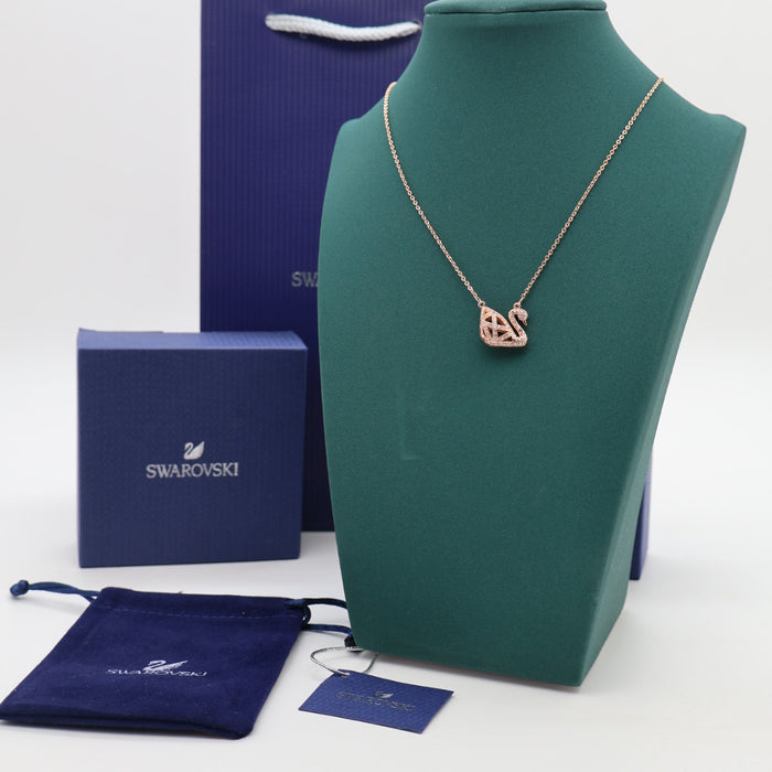 Swarovski Iconic Swan Pendant Necklace – Rose Gold & Clear Crystals - 5281275