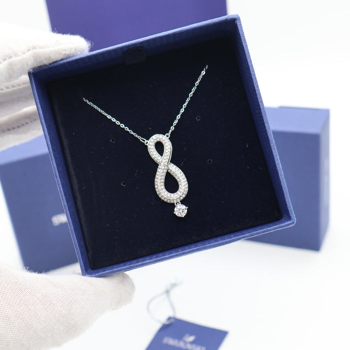 Swarovski Infinity Pendant Necklace – Rhodium & Clear Crystals - 5537966