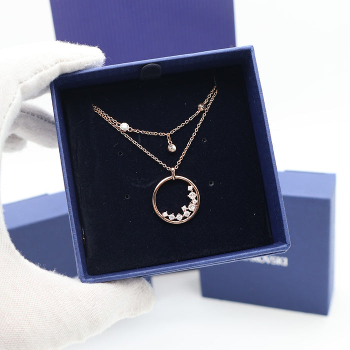 Swarovski Rose Gold Double Layer Circle Necklace - 5493390