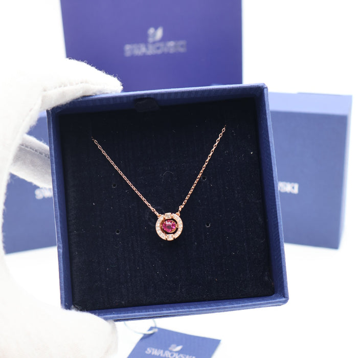Swarovski Sparkling Red Round Pendant Necklace – Rose Gold Tone - 5279421
