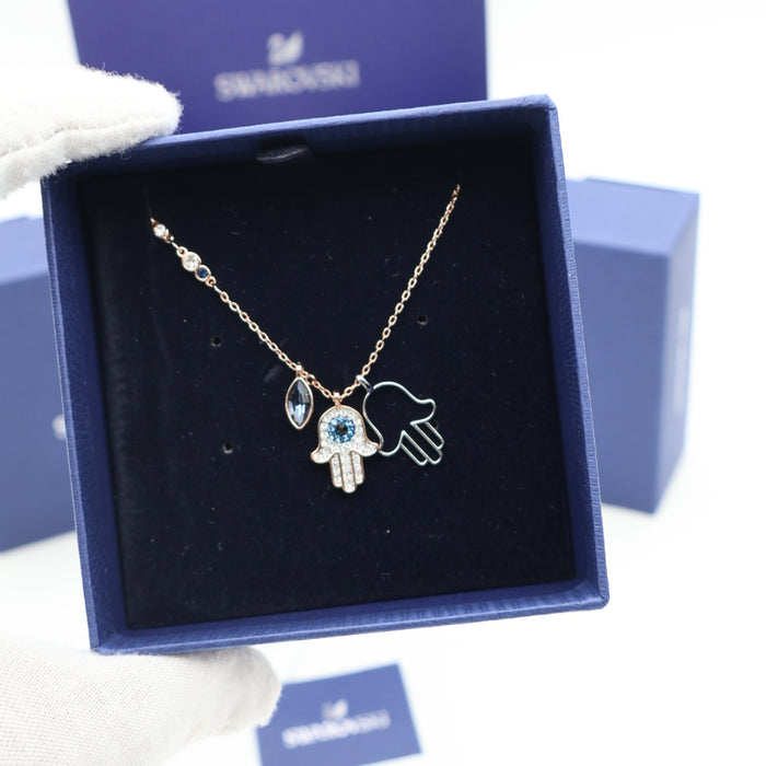 Swarovski Symbolic Hamsa Hand & Evil Eye Necklace – Rose Gold - 5396882