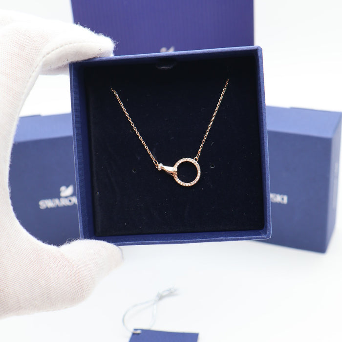 Swarovski Rose Gold Circle Pendant Necklace - 5489573