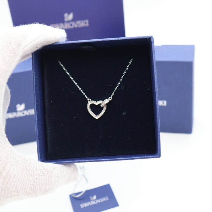 Swarovski Sparkling Heart Pendant Necklace – Rhodium Plated -