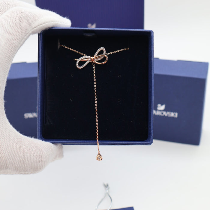 Swarovski Bow Tie Y-Necklace – Rose Gold Plated - 5447082