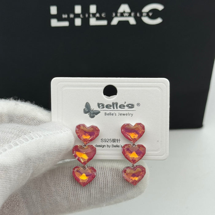 Premium Triple Heart Swarovski Crystal Earring