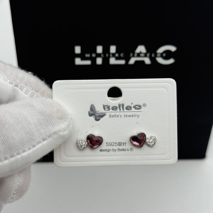 Double Heart Earring By Swarovski Crystal