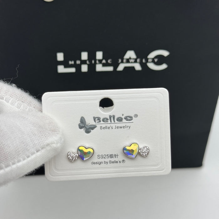 Double Heart Earring By Swarovski Crystal
