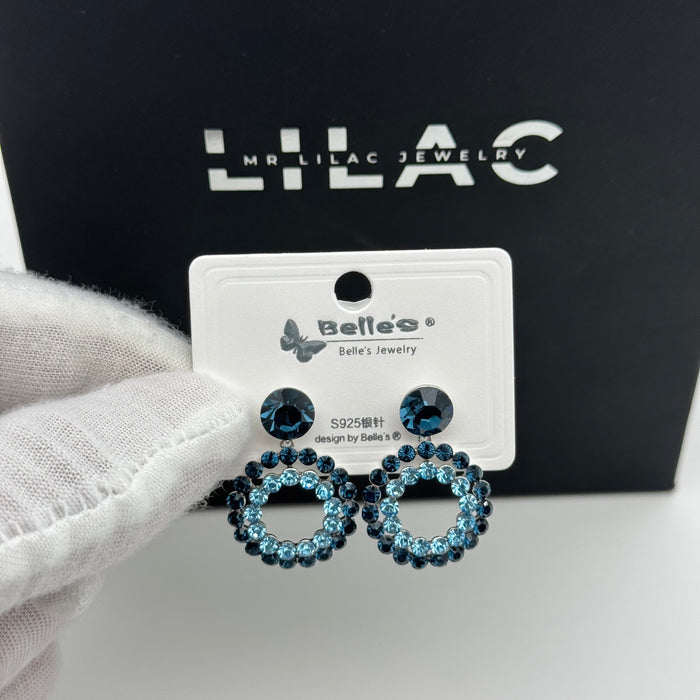 Dark & Light Blue Earring By Swarovski Crystal