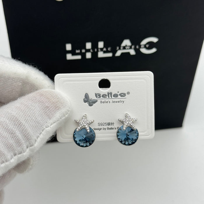 Blue Crystal Earring By Swarovski Crystal
