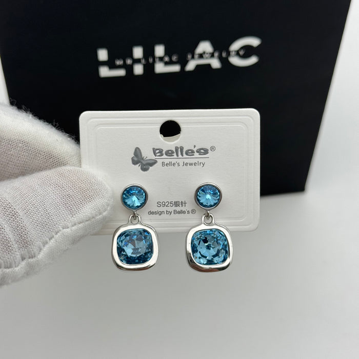Blue Crystal Earring By Swarovski Crystal