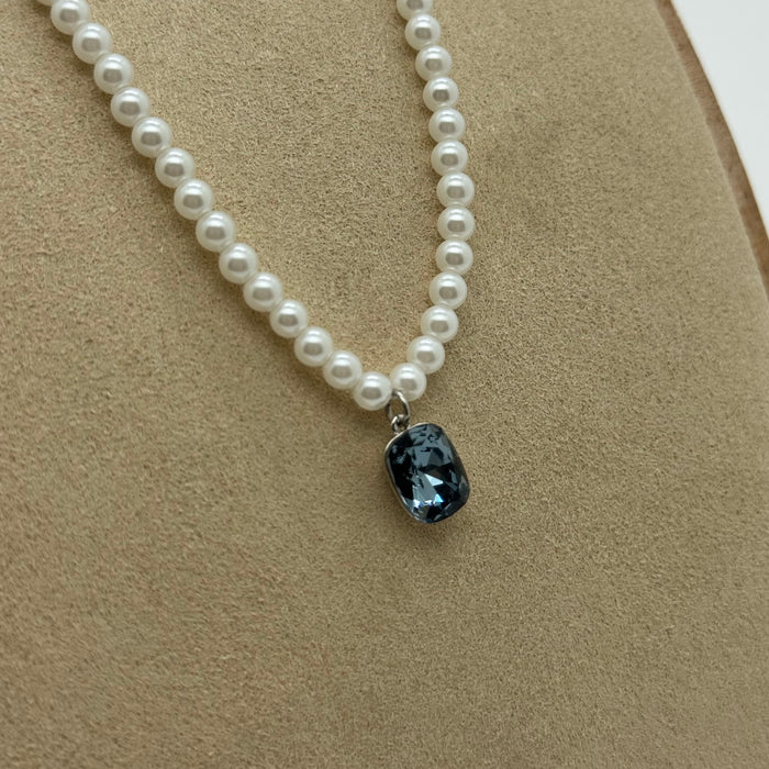 Navy Crystal Necklace By Swarovski Crystal