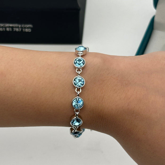 Elegant Swarovski Crystal Tennis Bracelet – Silver Finish