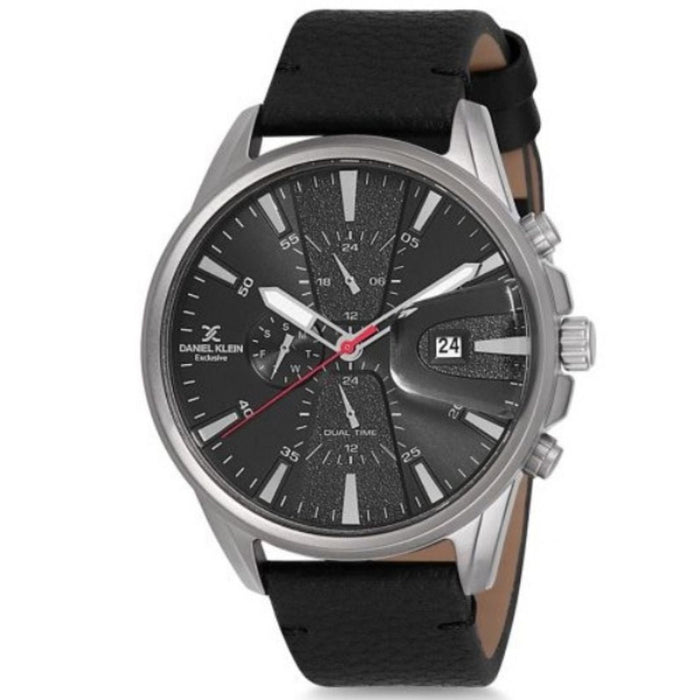 Daniel Klein Chronograph Black Leather Strap Men Watch 12238-2