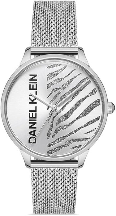 Daniel Klein Silver Glitter Zebra Dial Women's Watch