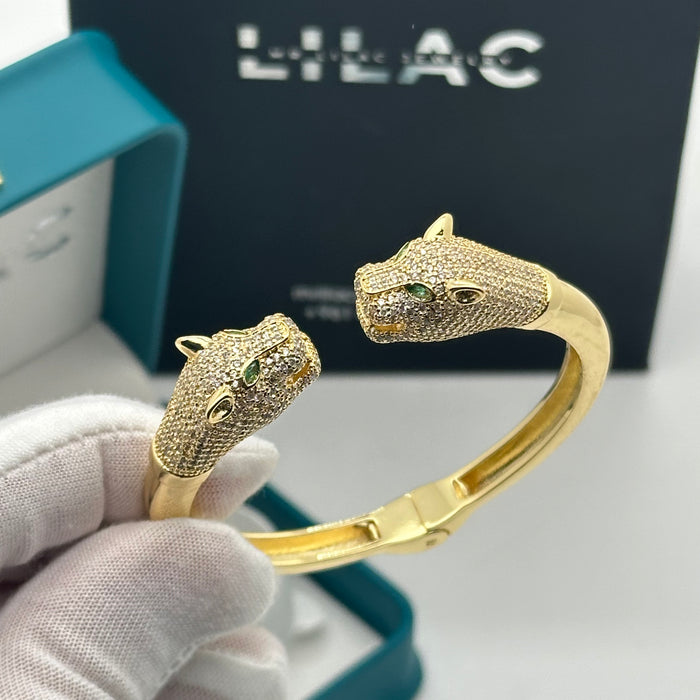 Twin Panther Gold Bangle- Inspired By Cartier