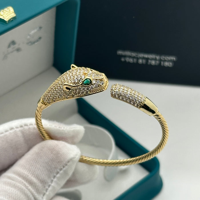 Emerald-Eyed Panther Cable Bangle