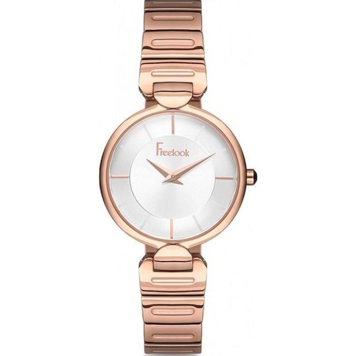 Freelook Rose Gold Women's Watch with Minimalist White Dial