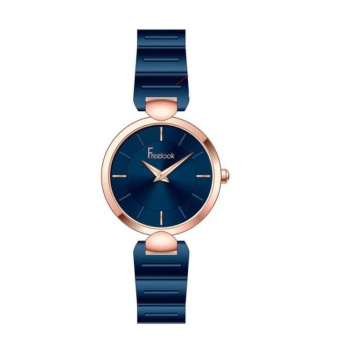 Freelook Women's Watch – Navy Blue & Rose Gold with Minimalist Dial