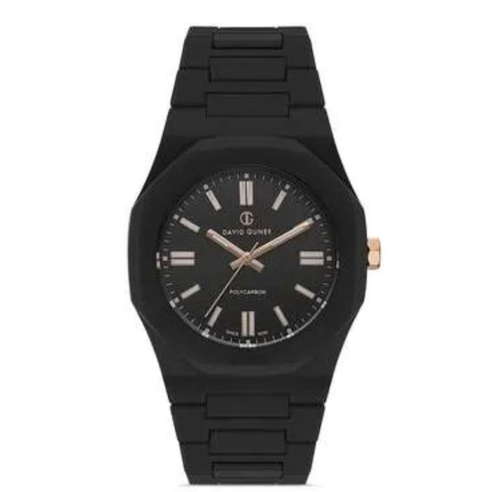David Gunner Matte Black Polycarbon Watch – Rose Gold Detail