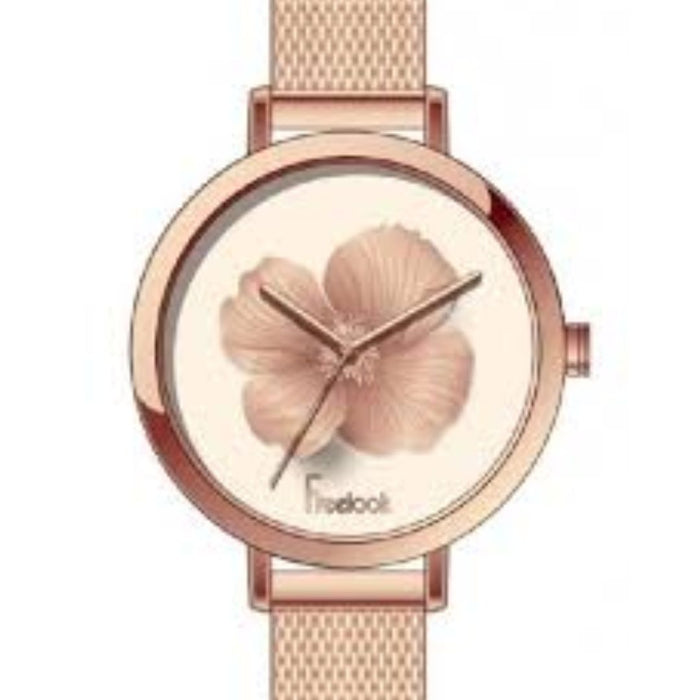 Freelook Rose Gold Floral Mesh Watch – Hibiscus Edition